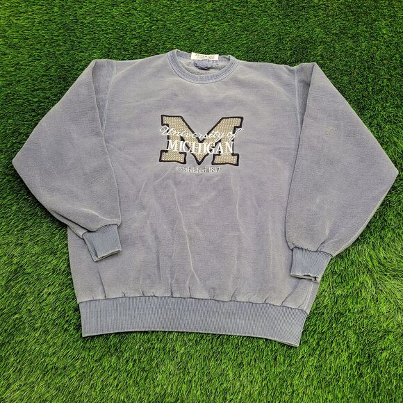 Vintage Michigan Wolverines Sweatshirt Large 25x28 Blue - Picture 1 of 12